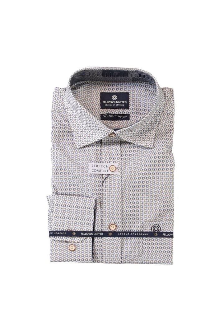 Chemise à manches courtes à motif géométrique avec col structuré et fermeture boutonnée, élégante pour un style quotidien soigné.