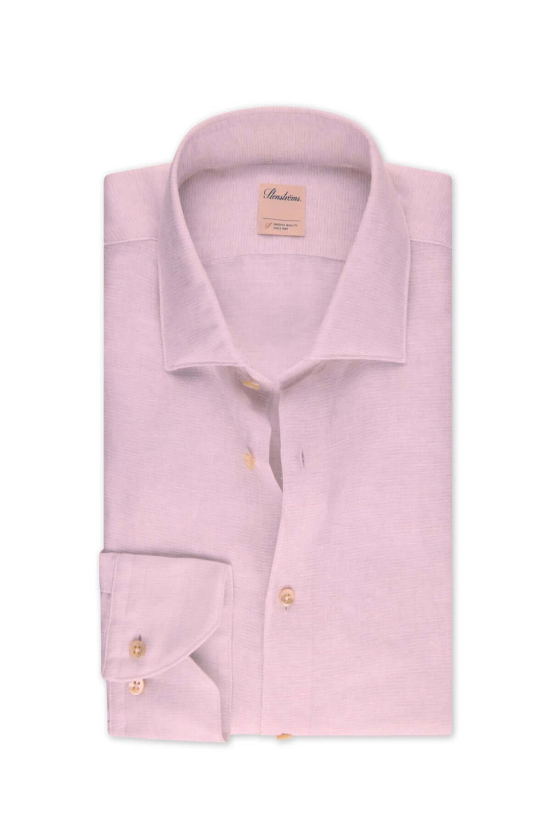 Chemise à manches longues en lin, couleur douce avec col classique et boutons en nacre, idéale pour l'été.
