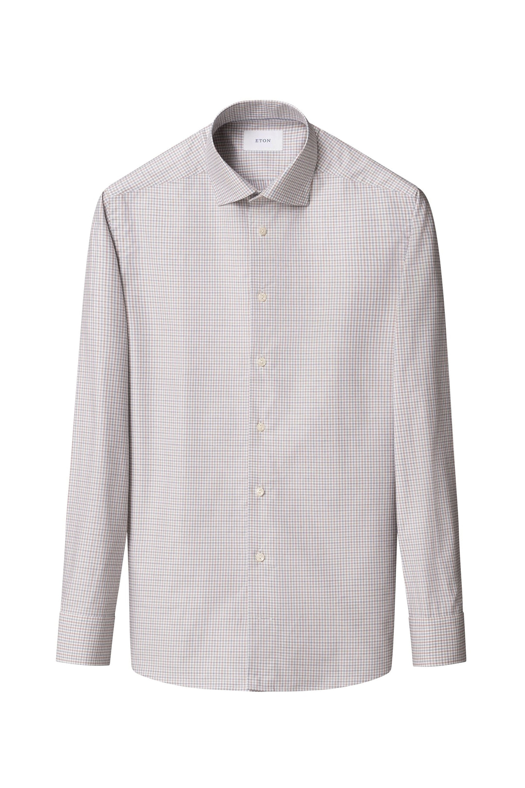 Chemise à motif micro-carreaux, coupe ajustée, style élégant pour bureau et sorties modernes.