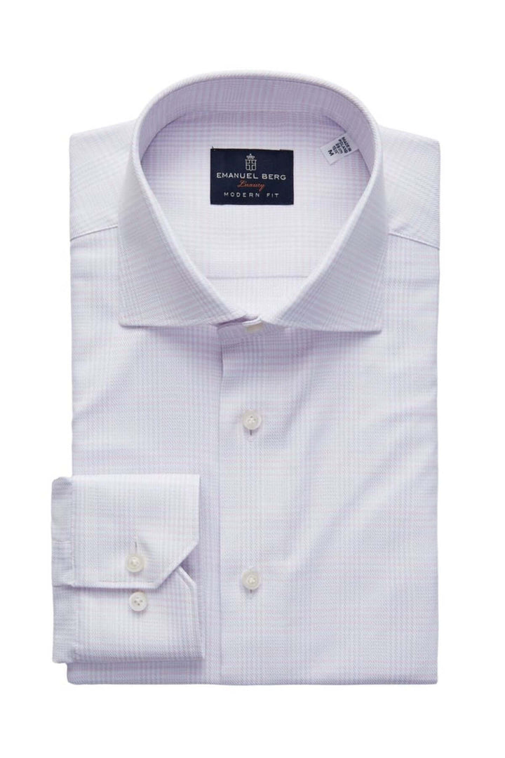 Chemise raffinée à micro-carreaux, col structuré, coupe moderne, idéale pour occasions élégantes.