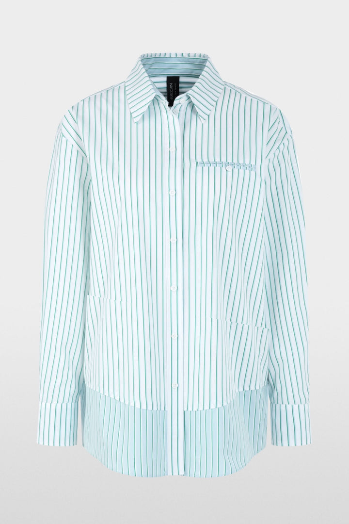 Chemise rayée en coton avec col structuré et coupe ample pour un look professionnel ou décontracté.