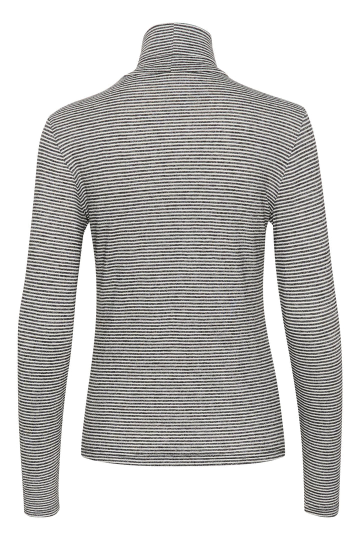 Col roulé Amma rayé, coupe ajustée, manches longues, vue arrière du vêtement.