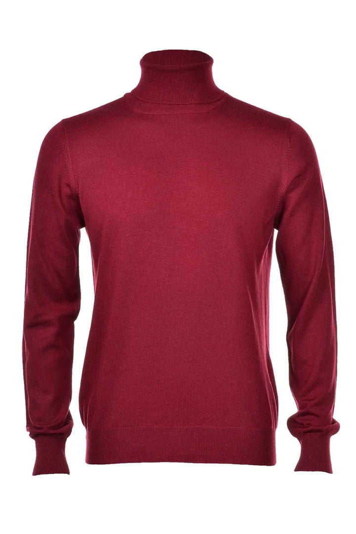 Col roulé classique en laine fine, couleur bordeaux, parfait pour des occasions habillées ou décontractées.