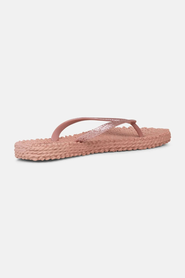 Sandales avec paillette en caoutchouc rose, légères et confortables, modèle Cheerful. Parfaites pour l'été.