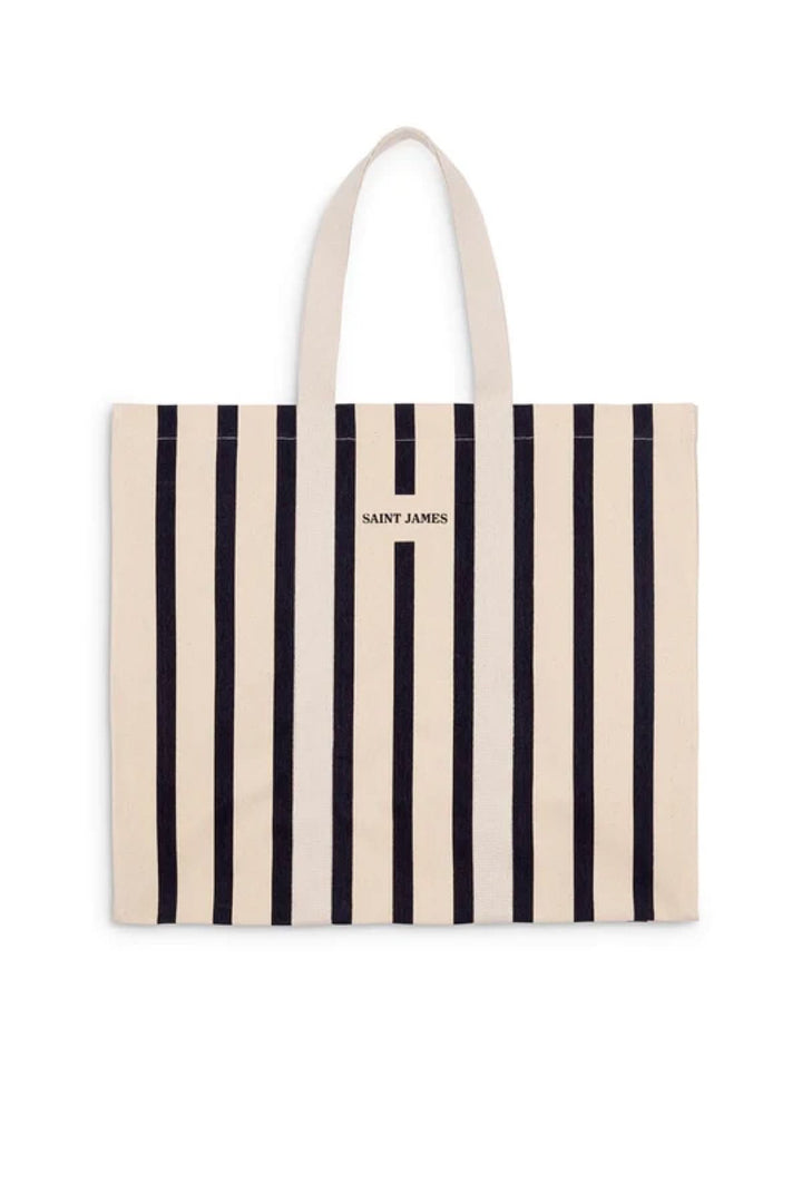 Sac cabas en coton rayé SAINT JAMES, pratique pour la plage avec une pochette intérieure zippée.