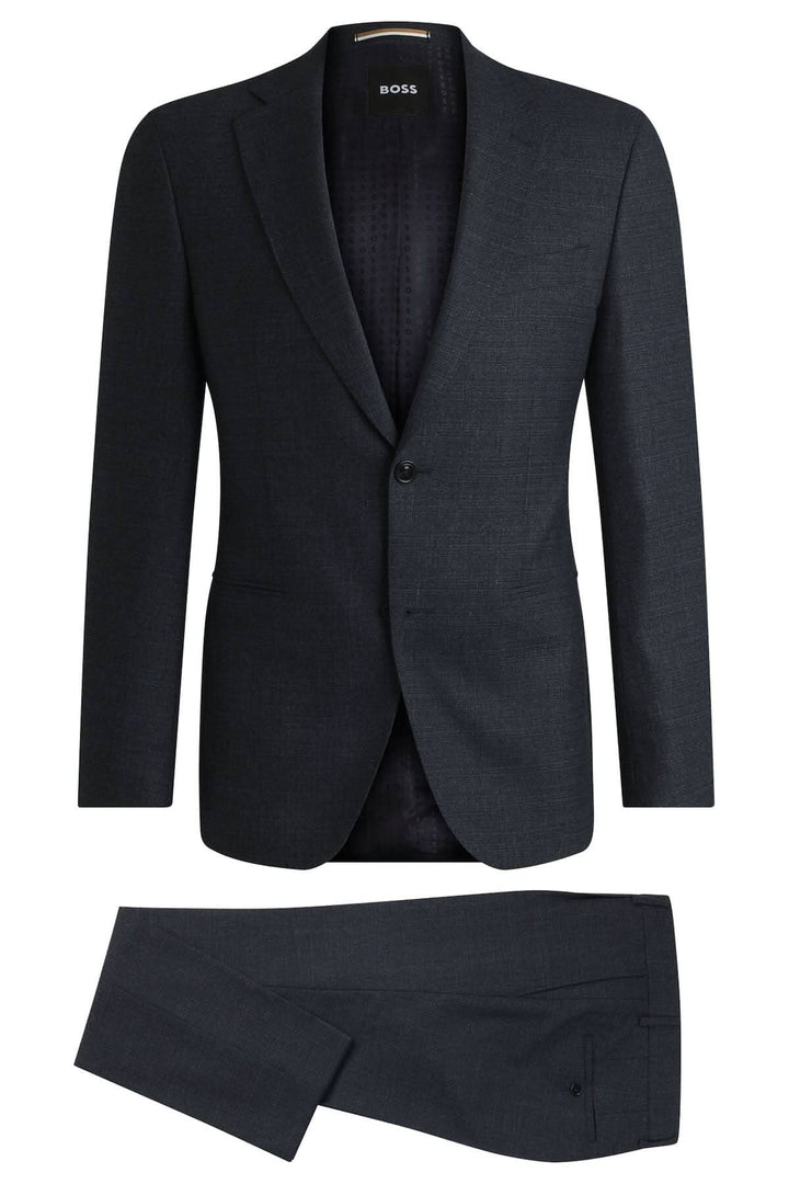 Costume deux pièces moderne BOSS, slim fit en laine stretch avec micro motif discret.