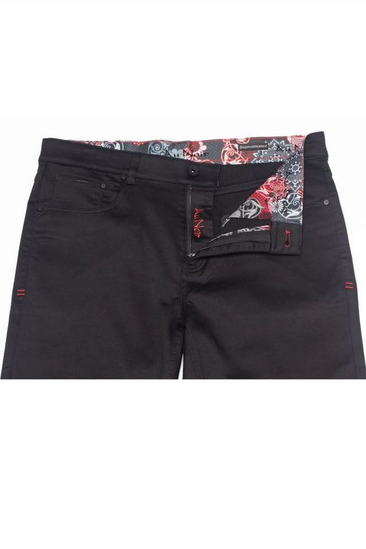 Jean Johnny pour homme, taille basse, coupe ajustée, tissu extensible, 5 poches, finition élégante.