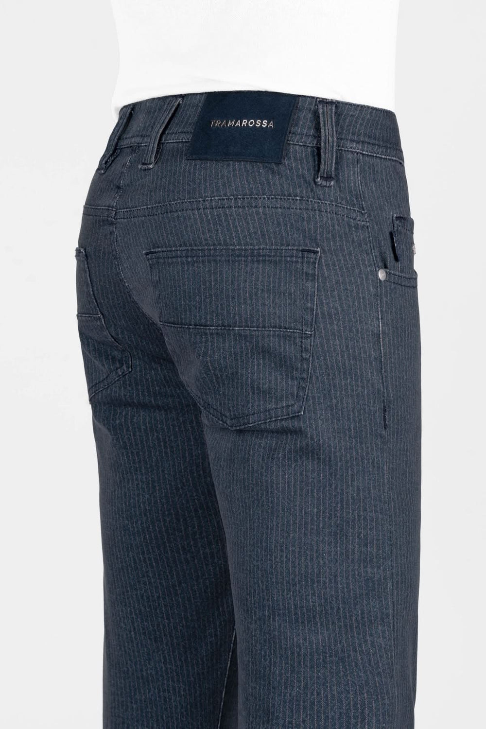 Jean coupe Michelangelo imprimé Hyper, tissé en coton et élasthanne, finition élégante avec rayures fines.