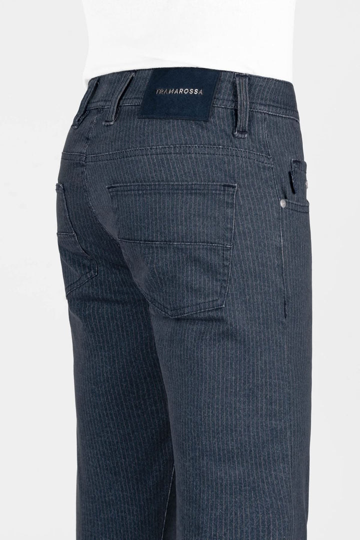 Jean coupe Michelangelo imprimé Hyper, tissé en coton et élasthanne, finition élégante avec rayures fines.