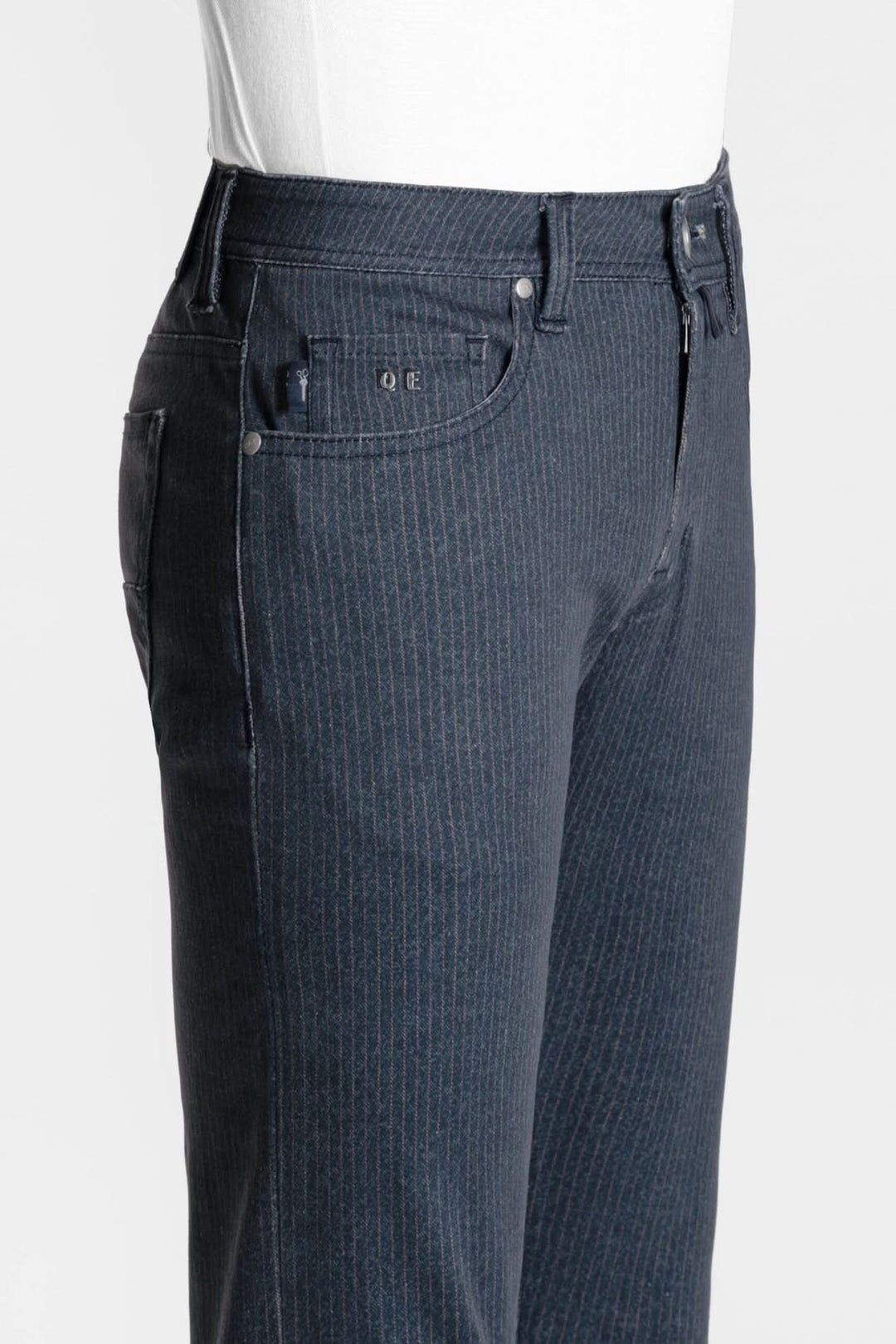 Jean coupe Michelangelo imprimé Hyper, en coton et élasthanne, style élégant avec rayures fines.