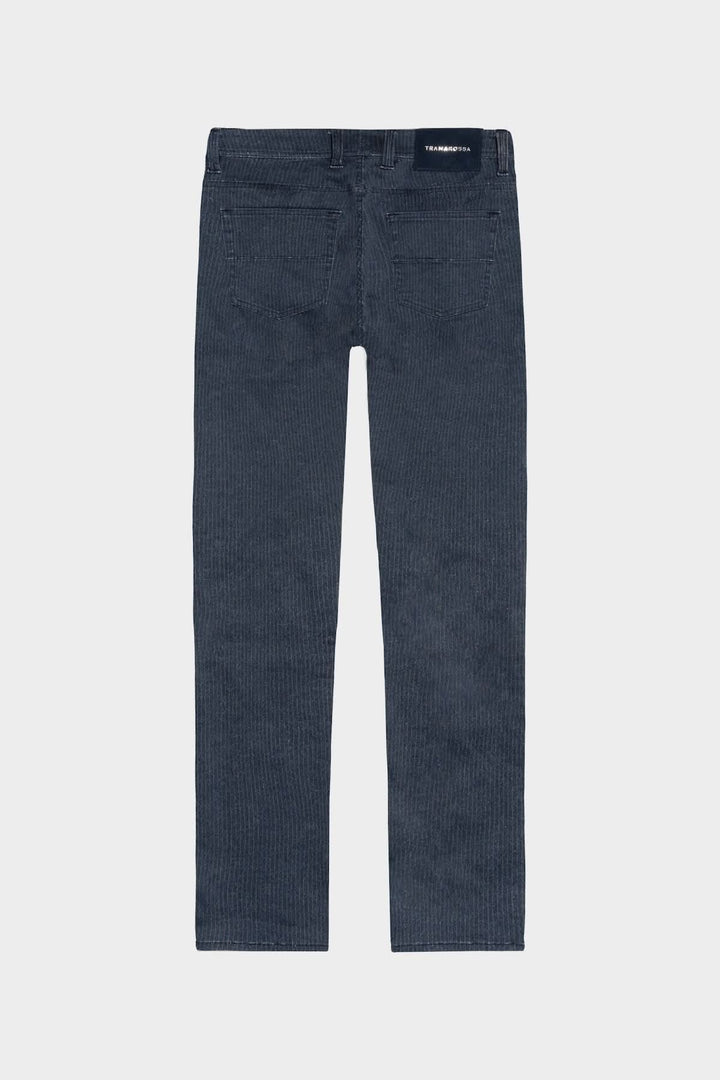 Jean coupe Michelangelo imprimé Hyper, fin et brillant avec rayures inclinées, en coton et élasthanne.