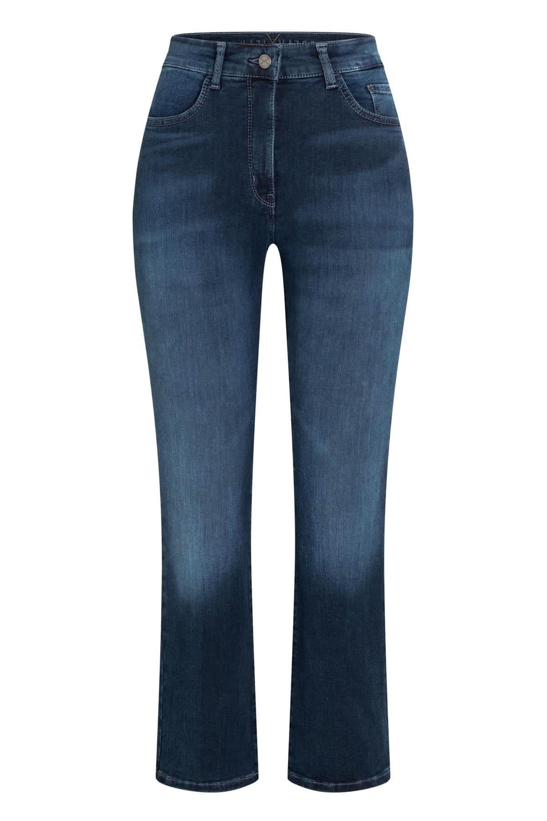 Jean Dream Kick pantalon coupe droite évasé, tissu denim élastique, taille normale, cinq poches, détails clous.