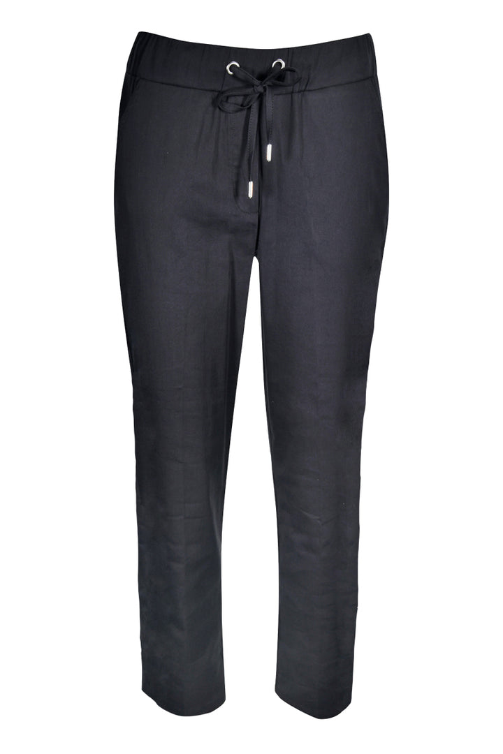 Jogging ajusté noir avec taille élastique et cordon d'ajustement, coupe droite pour un look moderne et confortable.