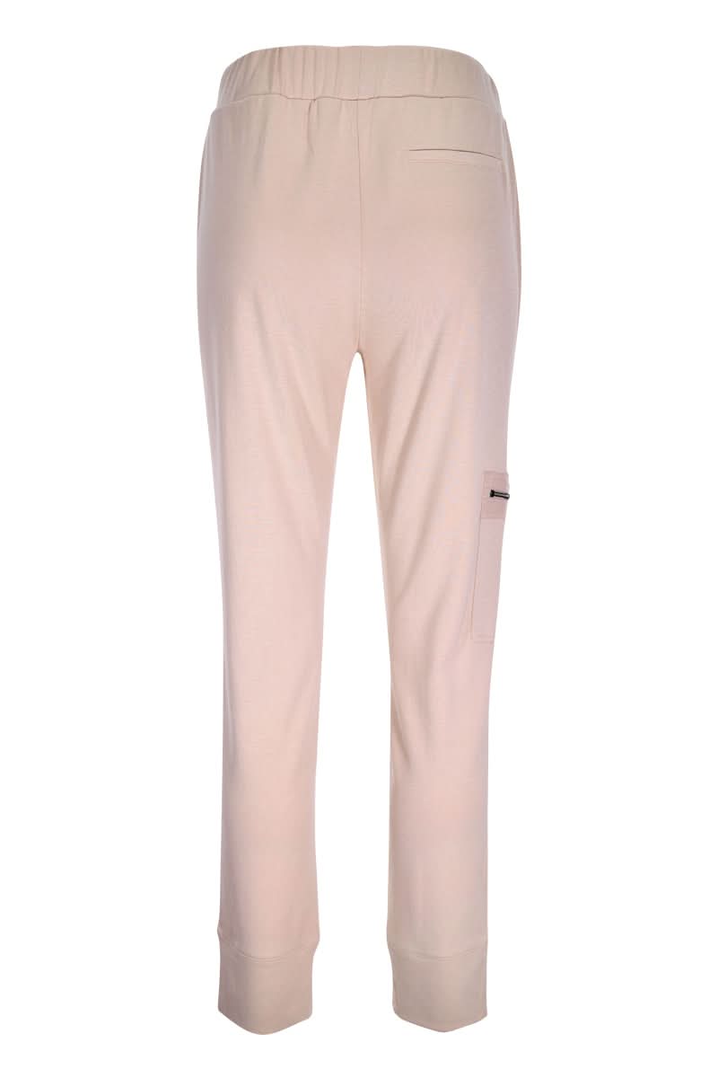 Jogging ajusté beige à coupe ajustée avec détails utilitaires et poche latérale.