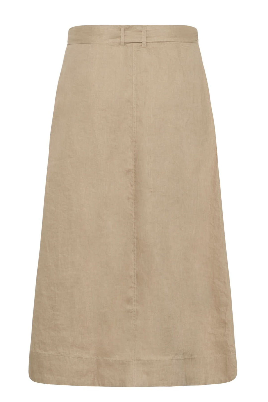 Jupe porte-feuille Arbella midi beige avec design portefeuille et taille ajustable, idéale pour un style décontracté et soigné.