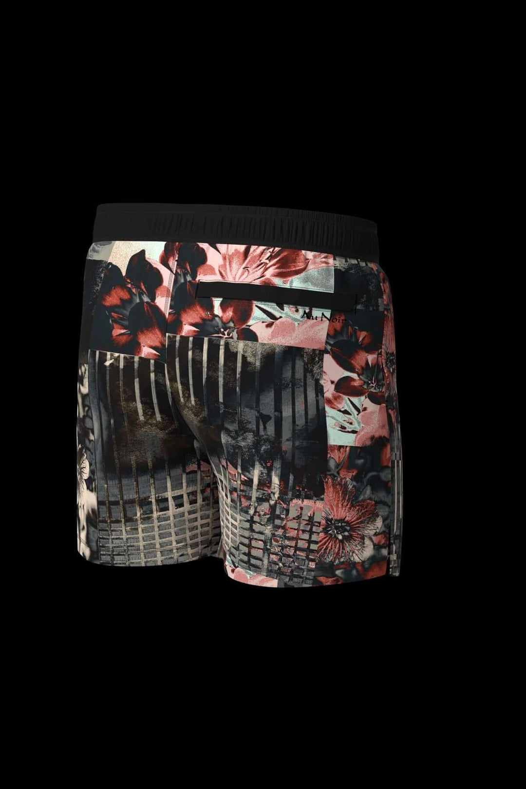 Maillot de bain Lacourt avec imprimé floral abstrait, dos, élastique et cordon de serrage.