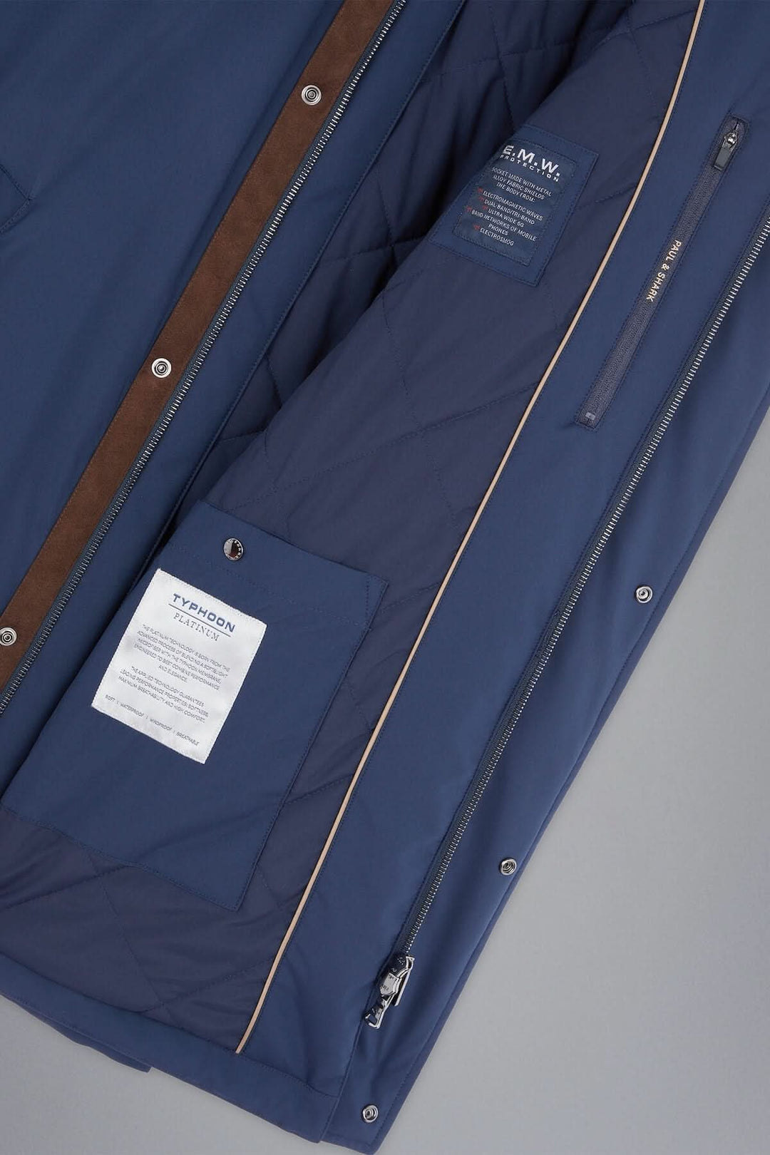 Manteau d'hiver Primaloft bleu marine avec doublure matelassée et poches zippées