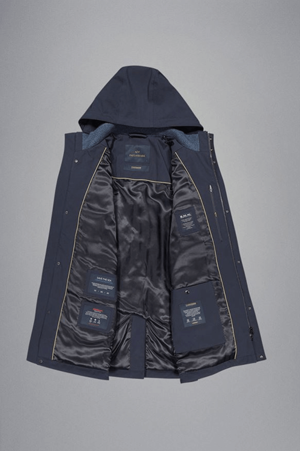 Manteau imperméable Typhoon® RE-4x4 Stretch à capuchon amovible, intérieur détaillé, pour confort et mobilité par temps humide.