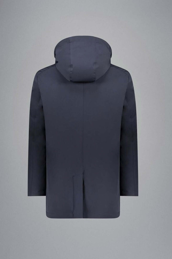 Manteau imperméable Typhoon® RE-4x4 Stretch à capuchon amovible vue de dos, élégance et confort dans un design moderne