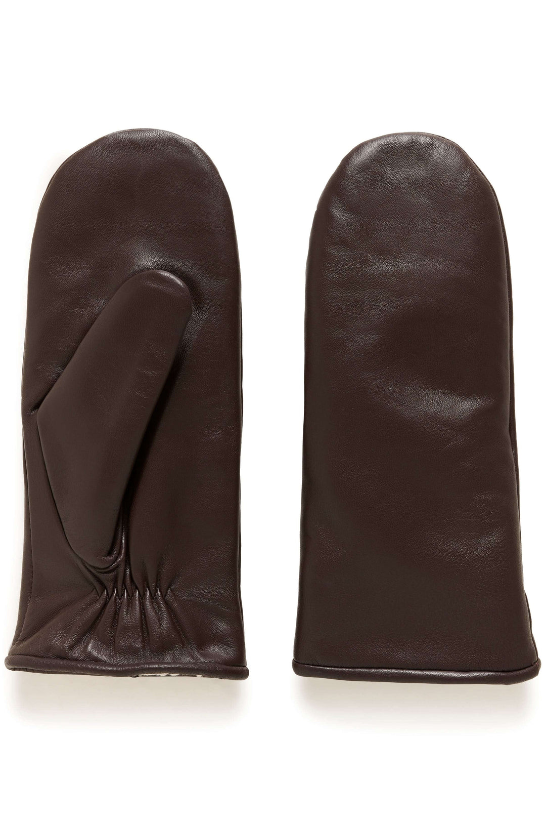 Mitaines Fiori en cuir véritable marron avec doublure douce pour un style hivernal élégant.