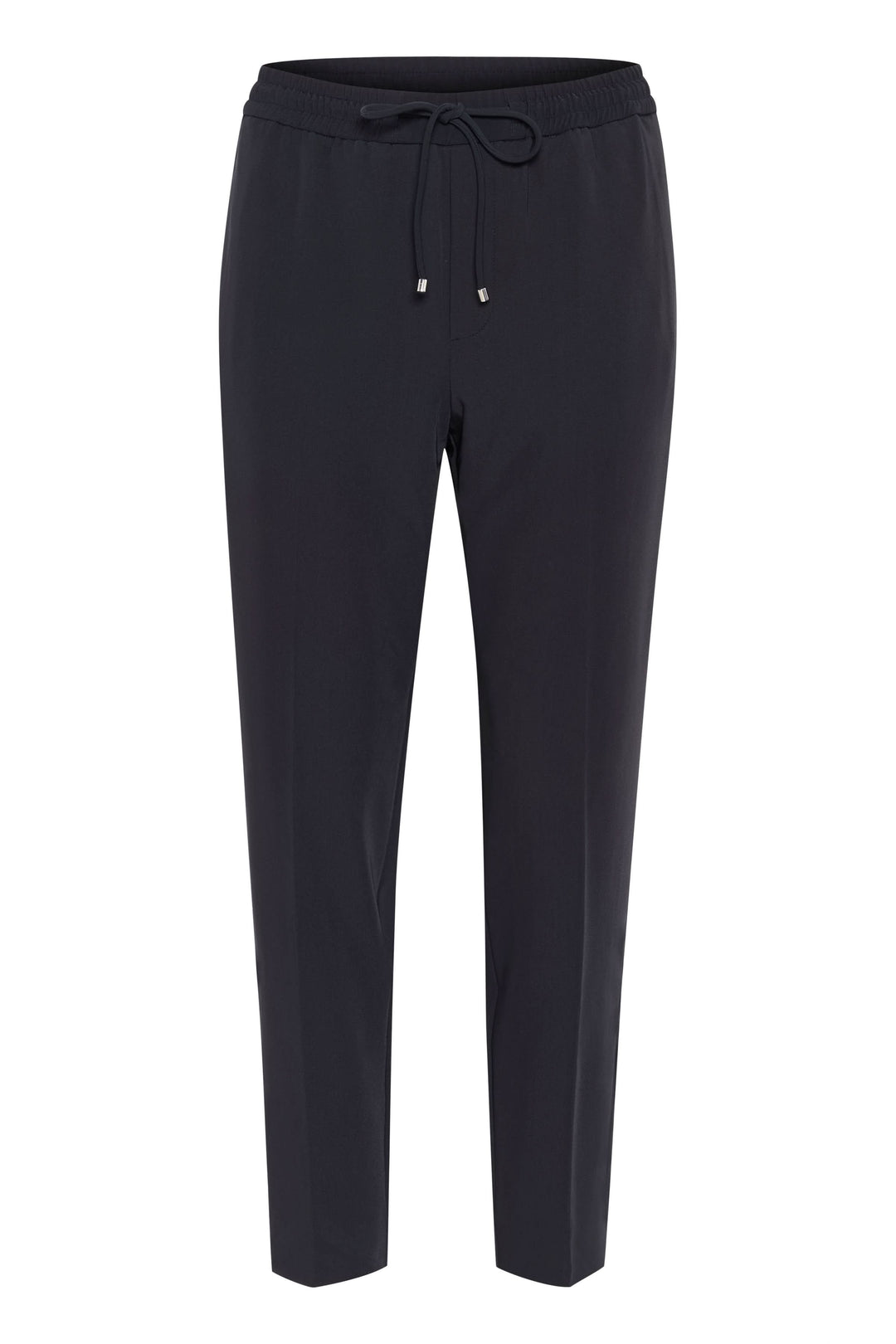 Pantalon Adian noir, coupe décontractée, taille élastique et cordon, poches avant, style chic et confortable.