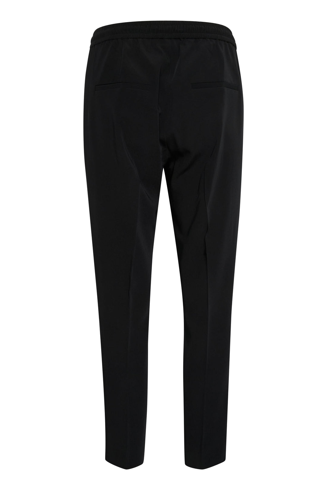 Pantalon Adian noir avec taille élastique, poches, coupe décontractée et longueur cheville.