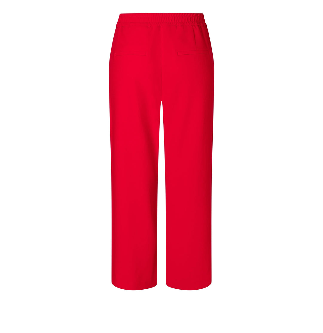 Pantalon Chiara Cropped rouge, coupe large, taille élastique, style chic et décontracté.