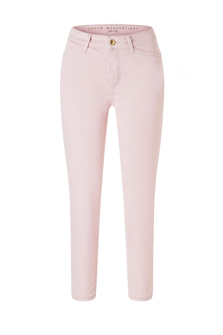 Pantalon Dream Summer coupe ajustée rose, longueur cheville, confort extensible, essentiel polyvalent pour un look soigné.