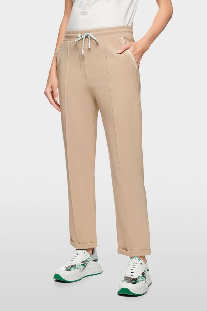 Pantalon FRIA à enfiler en mélange de coton avec taille élastique et cordon, coupe droite légèrement fuselée, look casual chic.