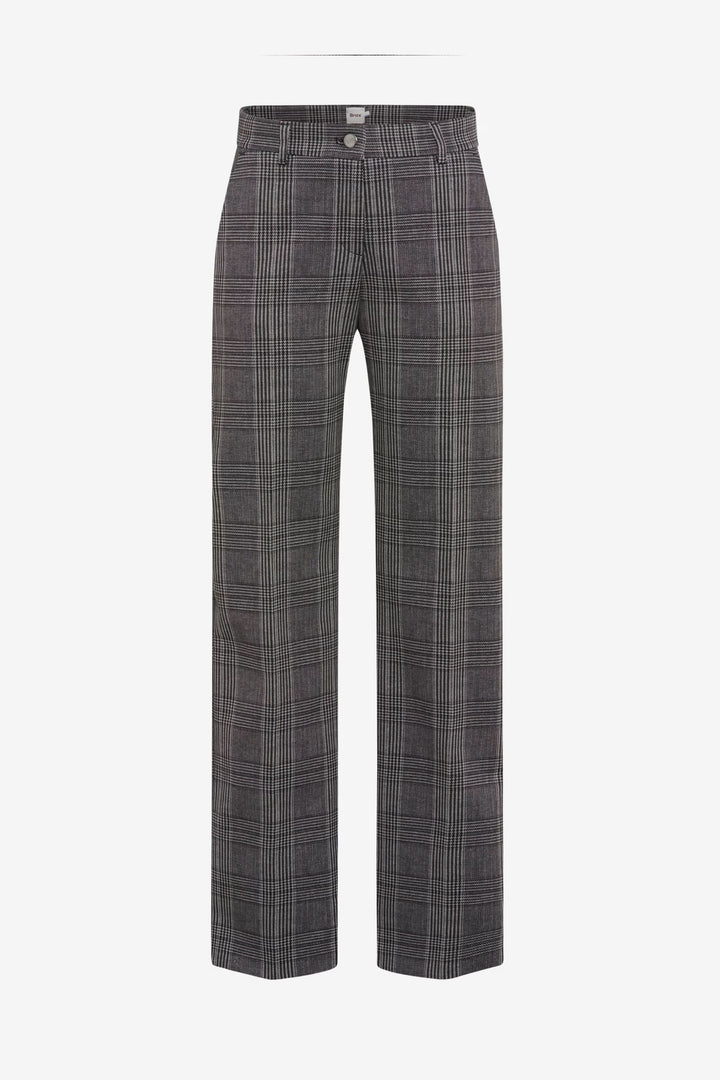 Pantalon Maine à carreaux modernes, coupe ample pour un look chic, idéal pour le bureau et les sorties, avec taille mi-haute.