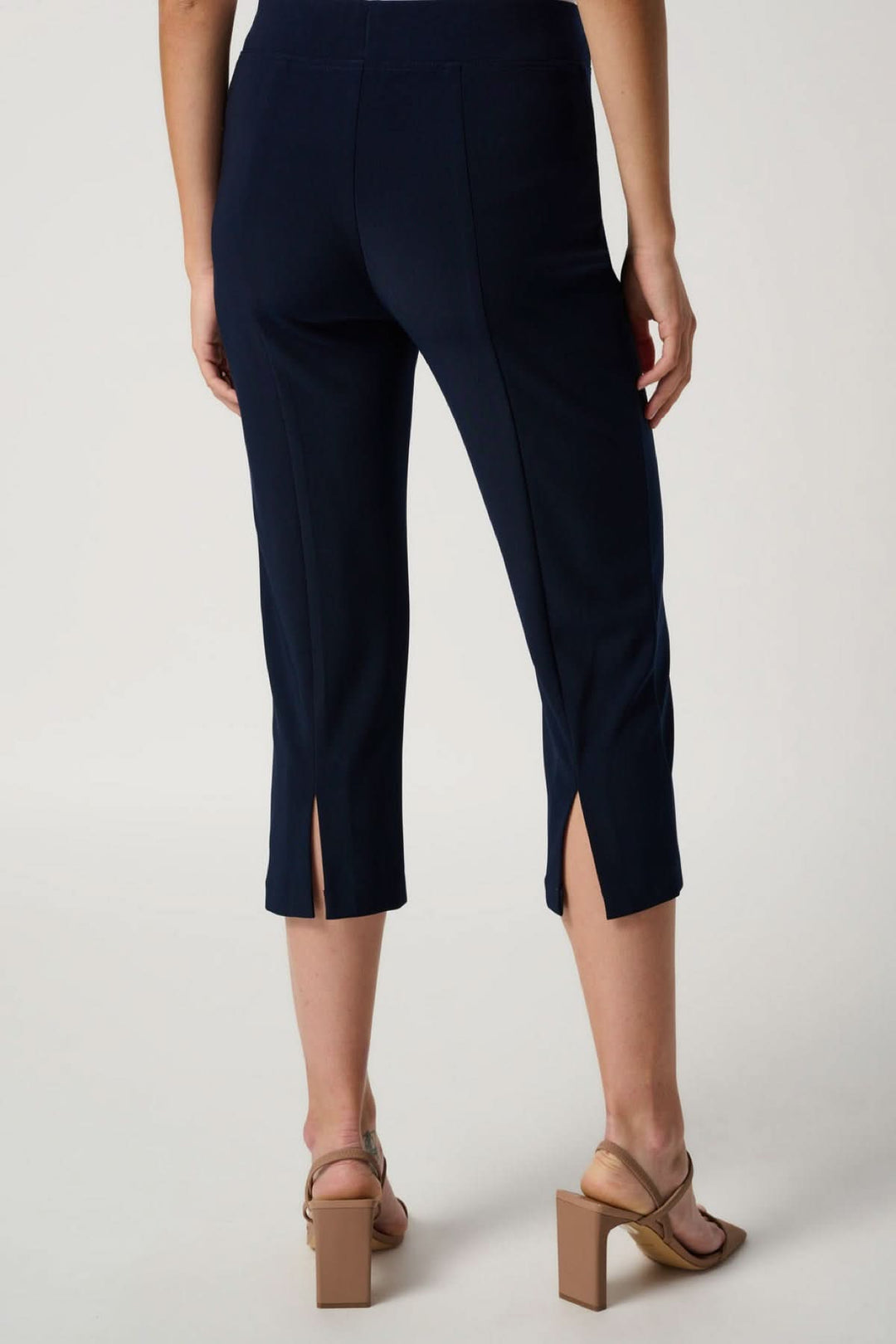 Pantalon capri uni femme avec fentes à l&