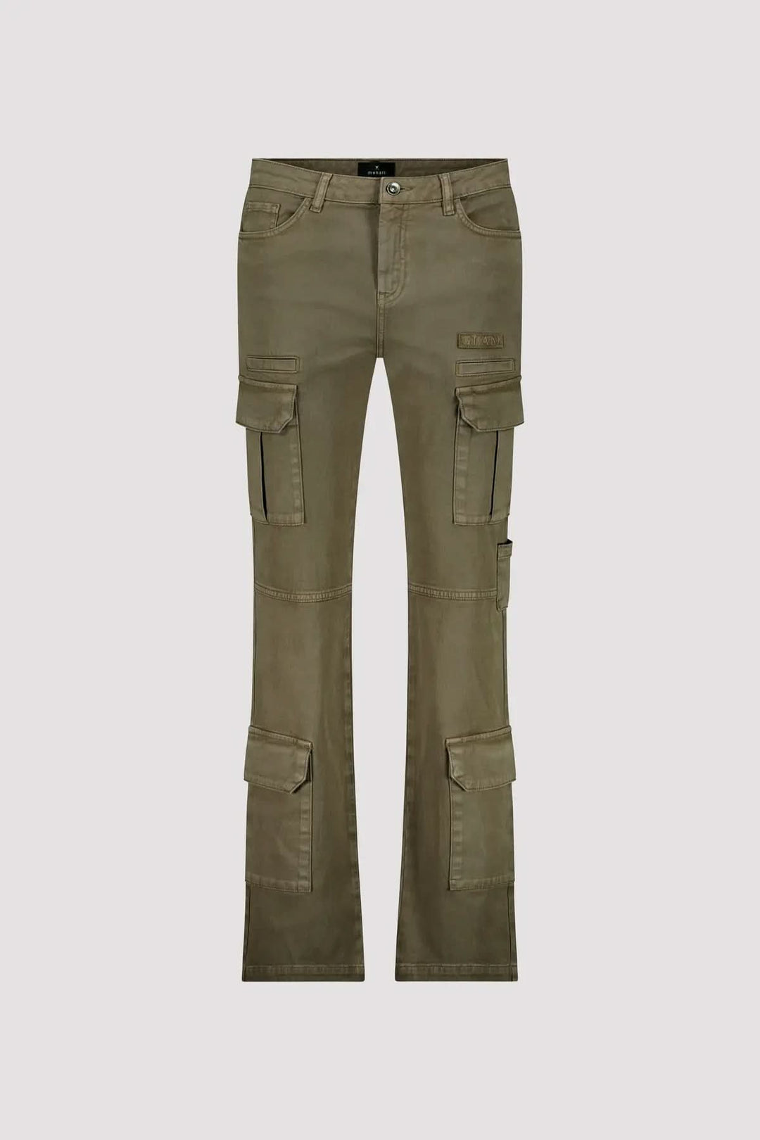 Pantalon cargo kaki en coupe droite, moderne et fonctionnel avec poches pratiques pour un look décontracté.