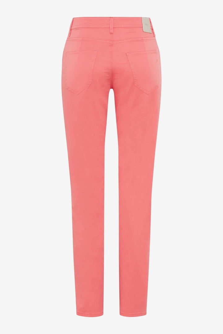 Pantalon chino MARY S ultra léger, coloris corail, coupe droite, vue arrière, style moderne et décontracté.