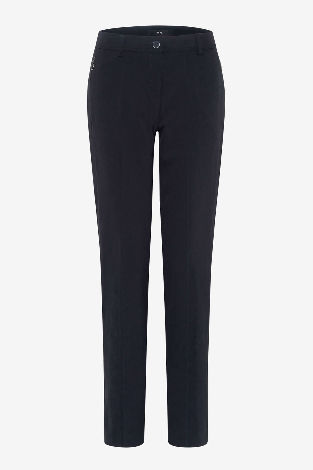 Pantalon chino noir pour femmes, coupe standard 7/8, confortable et élégant pour un look décontracté.