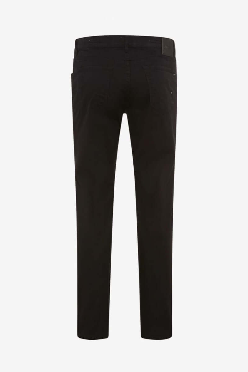 Pantalon cinq poches noir, coupe moderne, vue arrière, avec tissu doux et extensible. Parfait pour un look urbain.