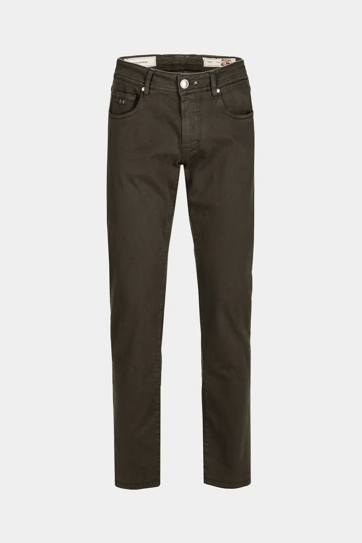 Pantalon de coton 5 poches Tramarossa pour homme, coupe regular slim, braguette classique, style italien élégant et confortable.