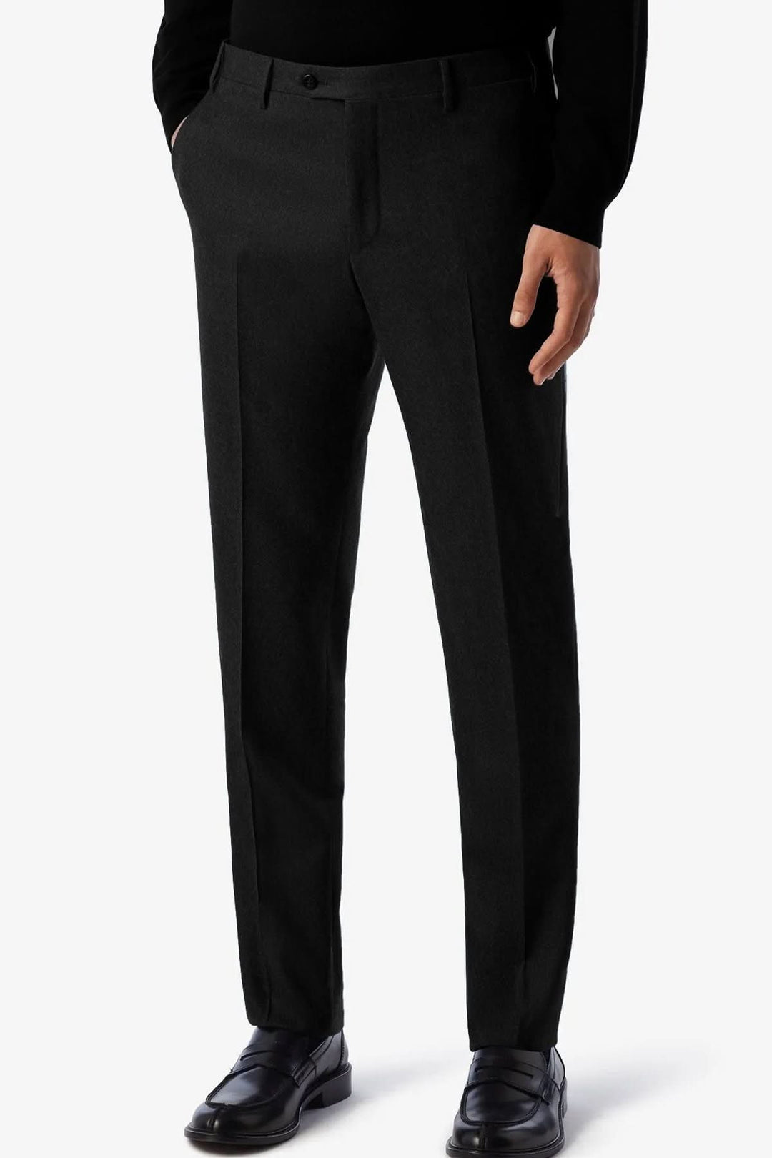 Pantalon de laine d'hiver gris avec coupe ajustée pour élégance masculine, parfait pour occasions formelles.