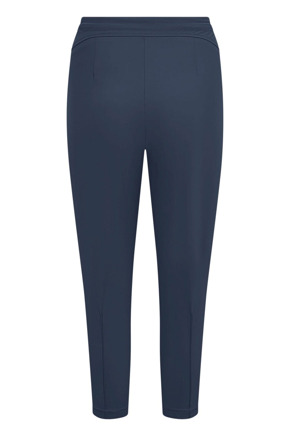 Pantalon habillé Azra, extensible à taille haute, coupe ajustée, jambe fuselée, coloris bleu marine.