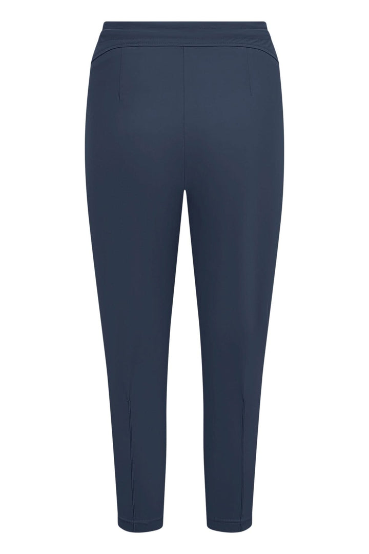 Pantalon habillé Azra, extensible à taille haute, coupe ajustée, jambe fuselée, coloris bleu marine.