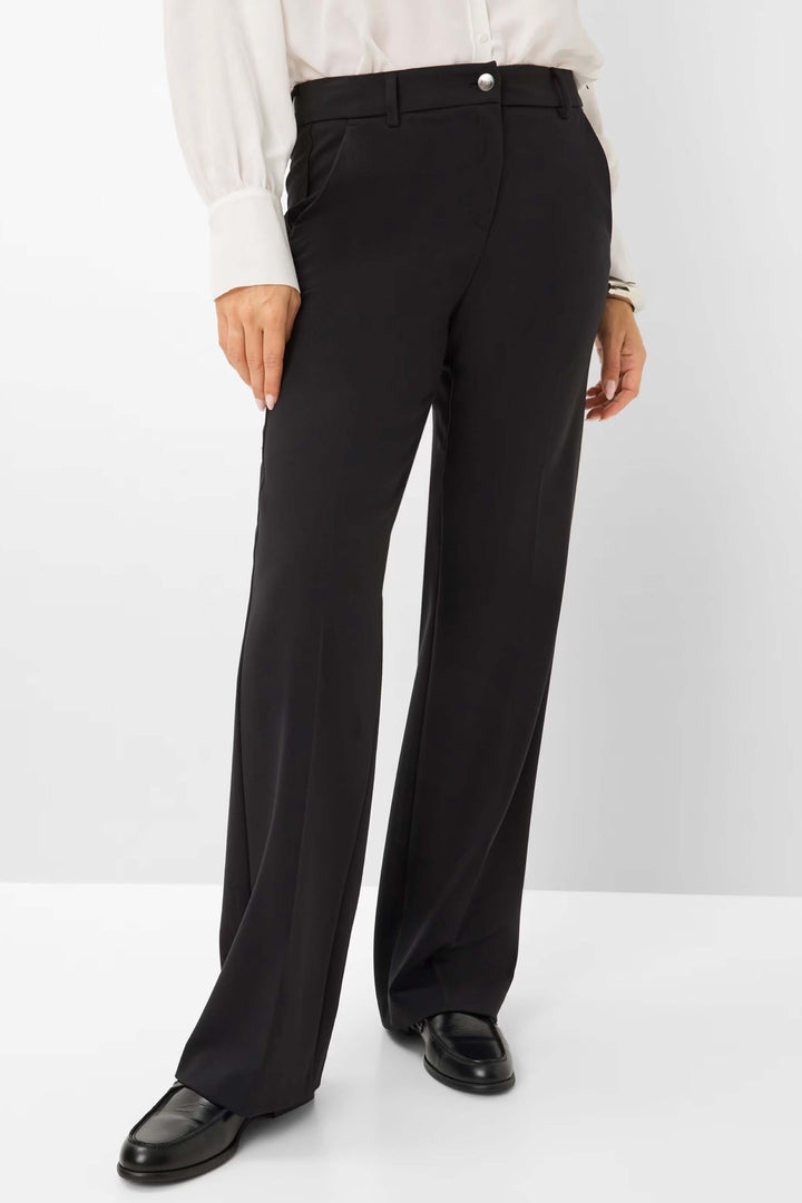 Pantalon palazzo noir élégant et confortable, coupe large et fluide, idéal pour un look chic et professionnel.