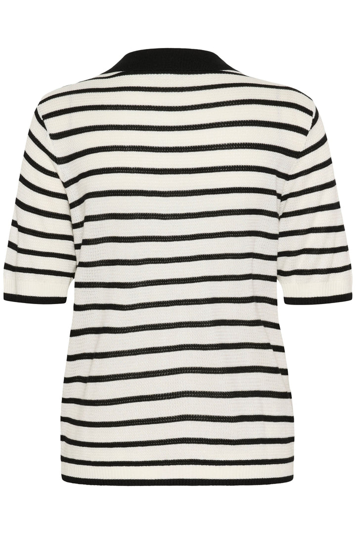 Polo Amalia en maille rayée rétro-chic, coupe moderne avec col contrastant, vue arrière.