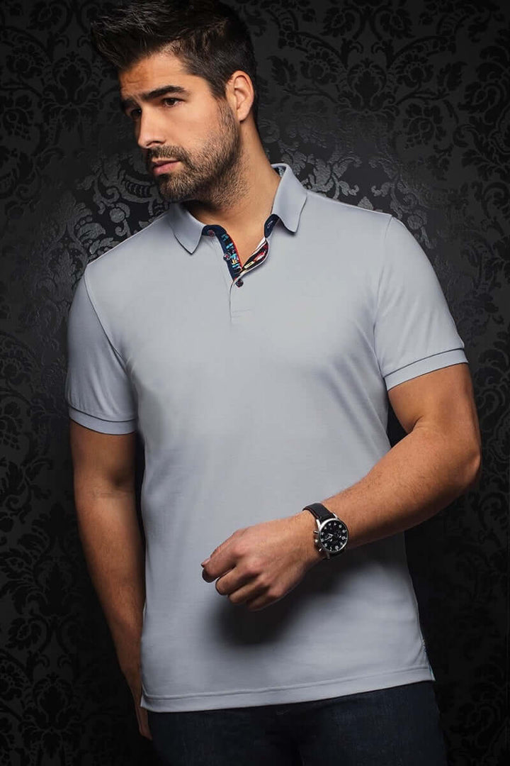 Polo Eagle pour homme, col structuré, design épuré et patte de boutonnage contrastante.