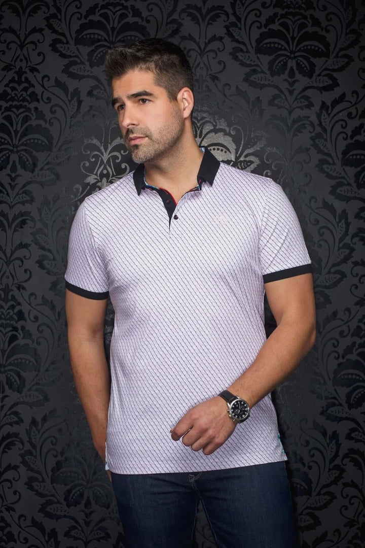 Polo Jed élégant à motif géométrique, parfait pour un look estival sophistiqué.