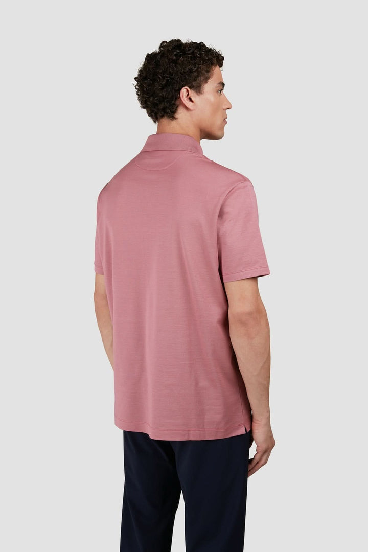 Polo de coton 'Collection Silver' pour homme, coupe droite, couleur rose, vu de dos.