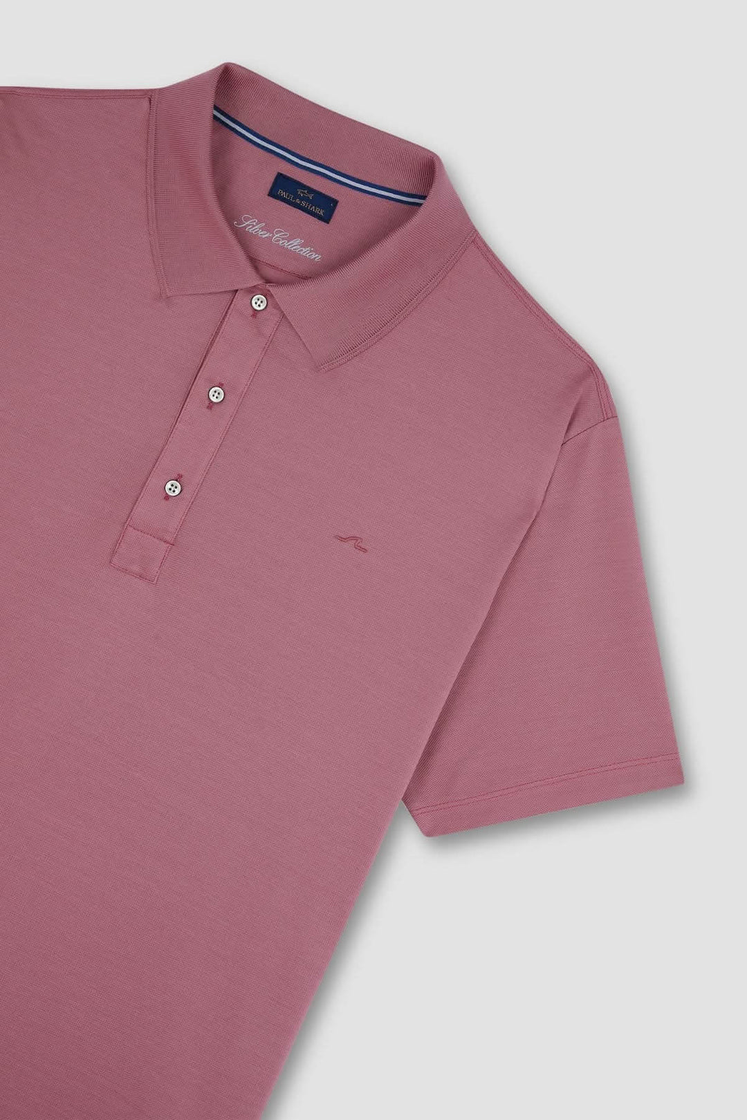 Polo de coton 'Collection Silver' Paul & Shark, en rose, col structuré et logo discret brodé.