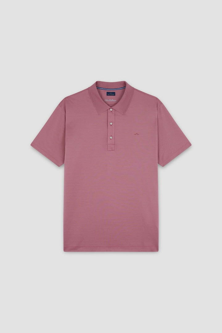 Polo de coton mercerisé rose de la Collection Silver, élégant et confortable, avec col structuré et logo brodé.