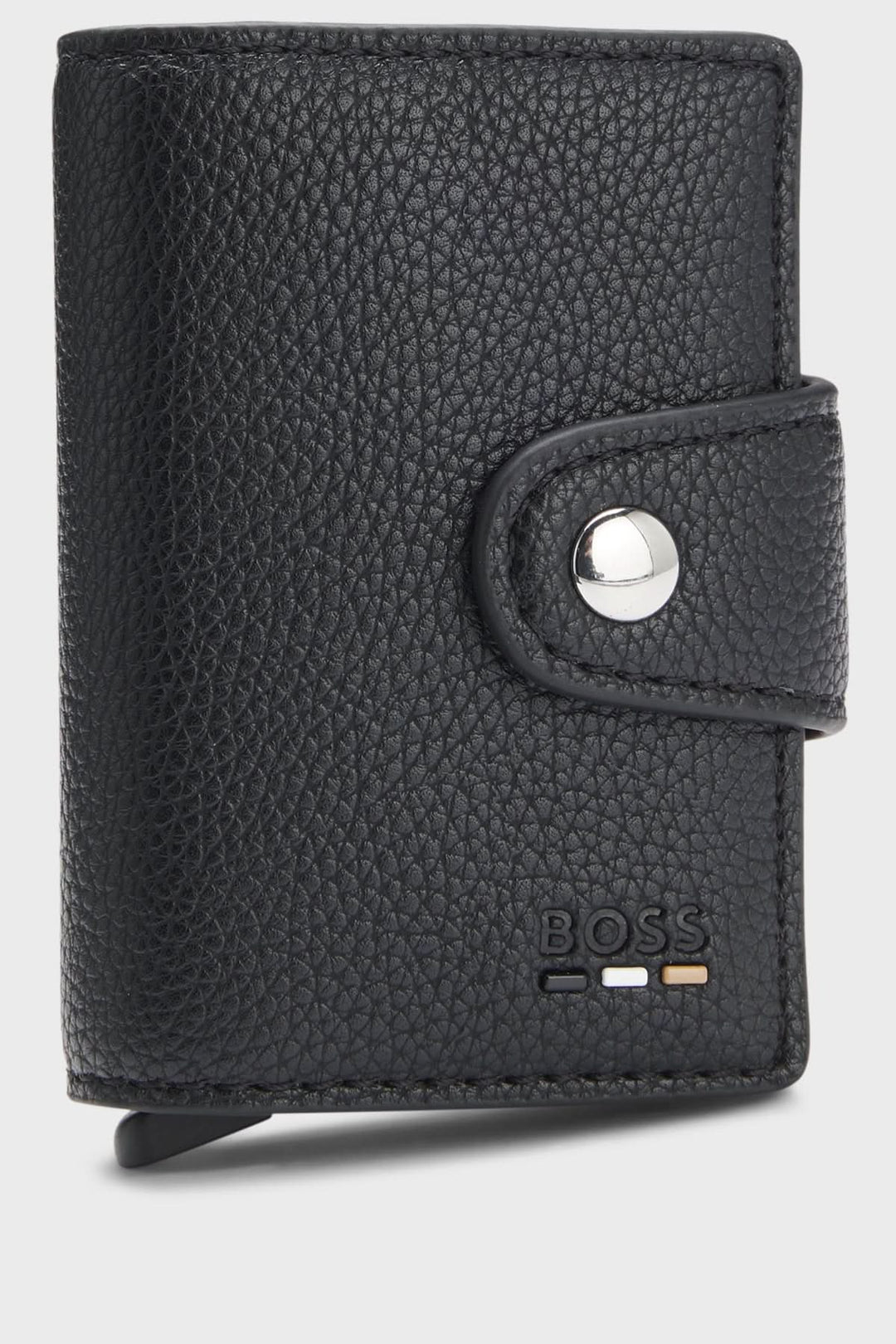 Porte-cartes en similicuir grainé avec technologie Secrid, noir, élégant avec protection RFID, accessoire compact et sécurisé.