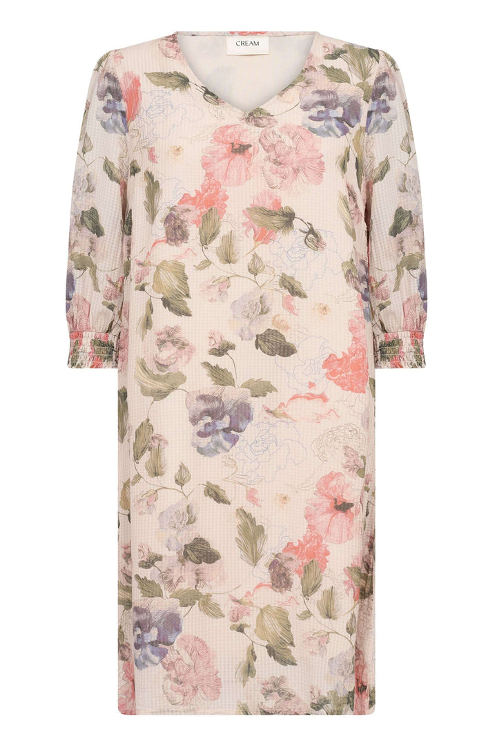 Robe Hailey chic avec imprimé floral, col en V et manches longues, style bohème élégante.