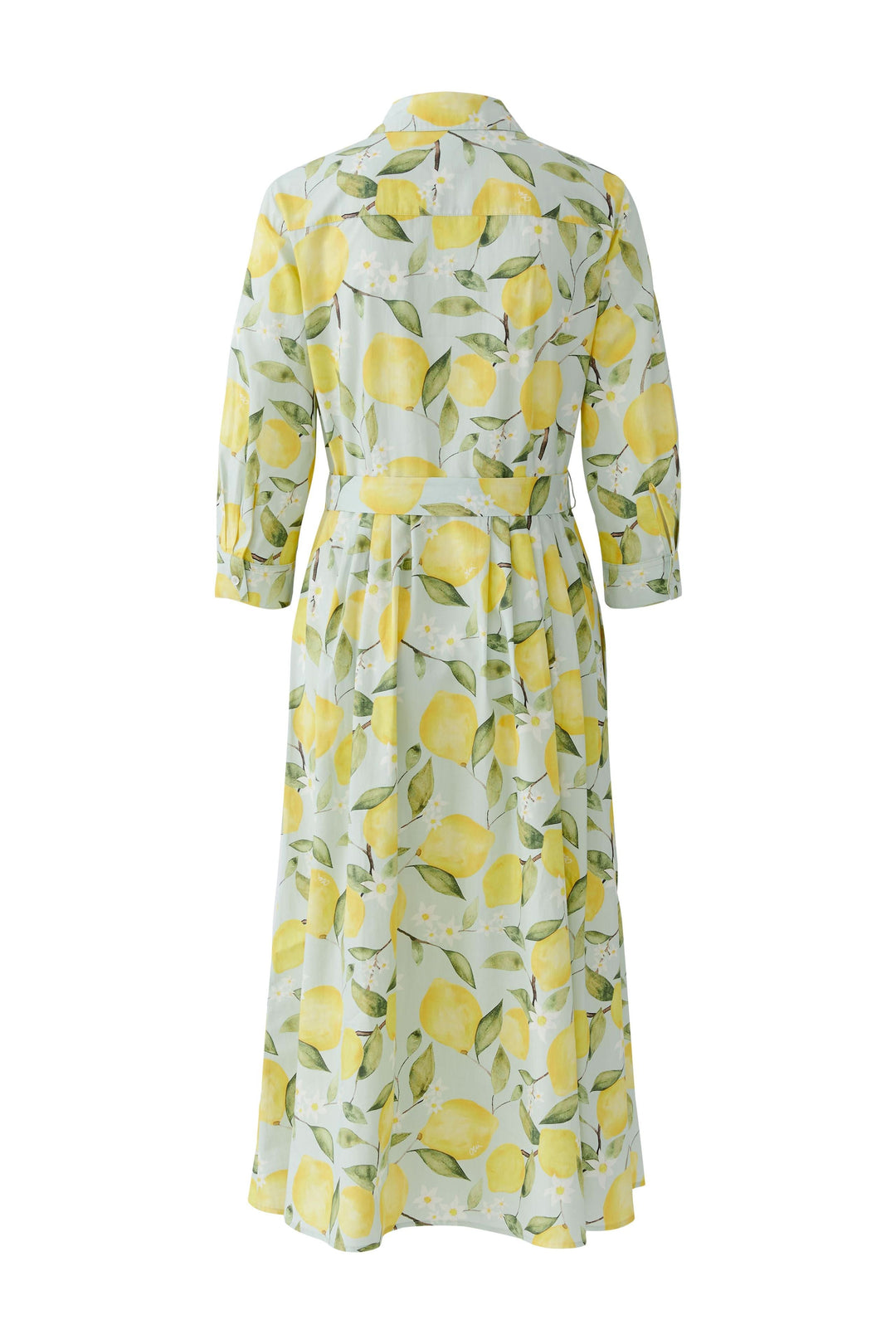 Robe chemise midi à imprimé citron