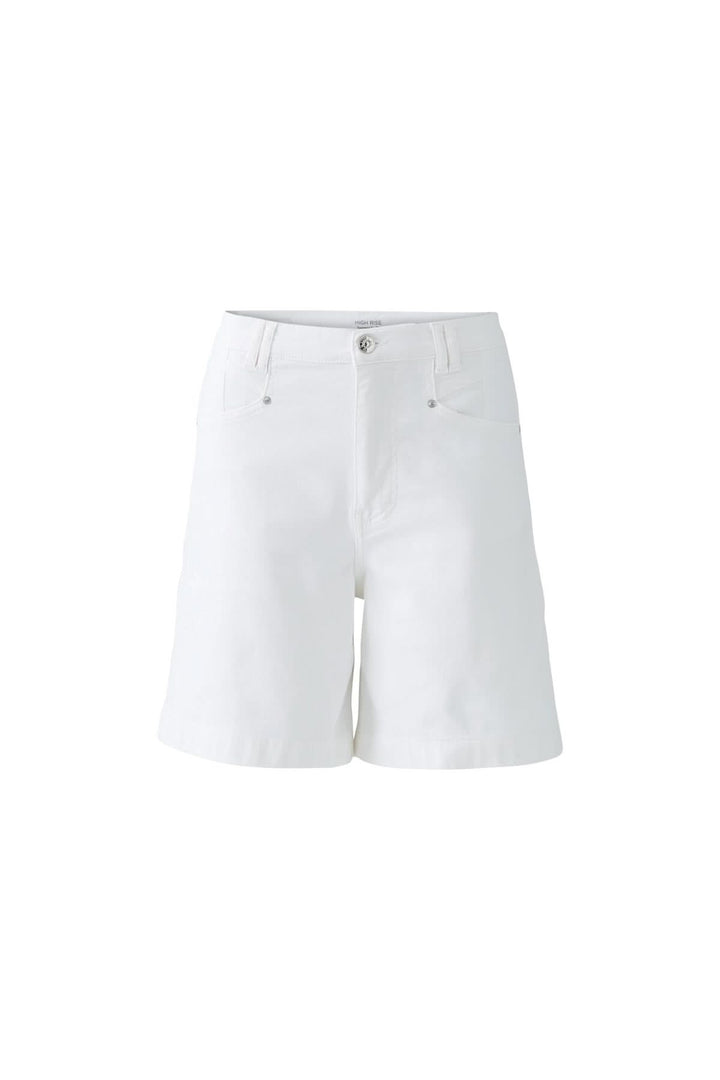 Short léger blanc à taille haute avec coupe droite et cinq poches, parfait pour l'été.
